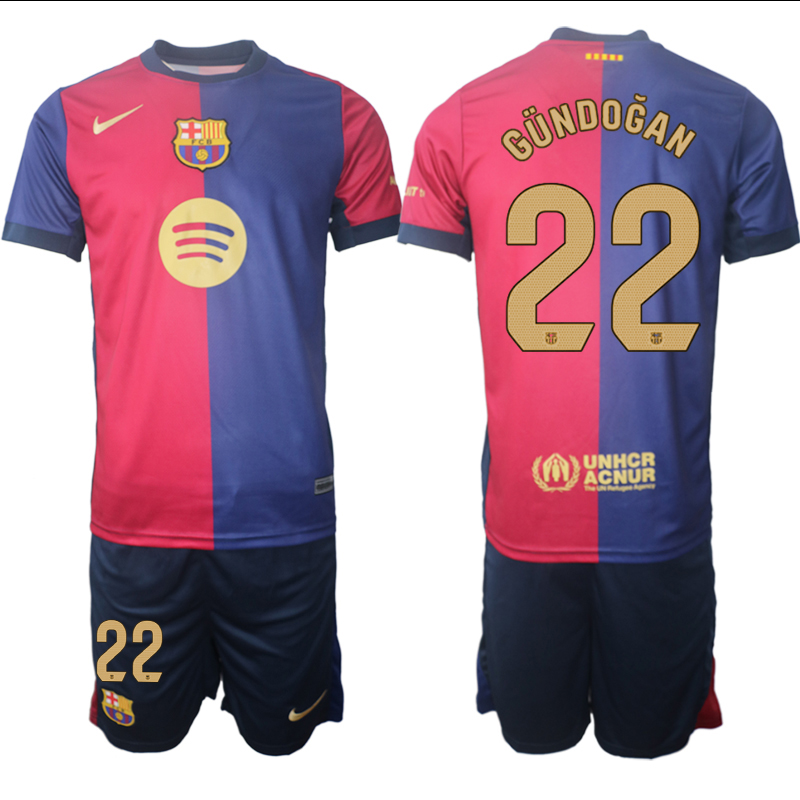 Men 2024-2025 Club Barcelona home Red blue 22 Soccer Jersey